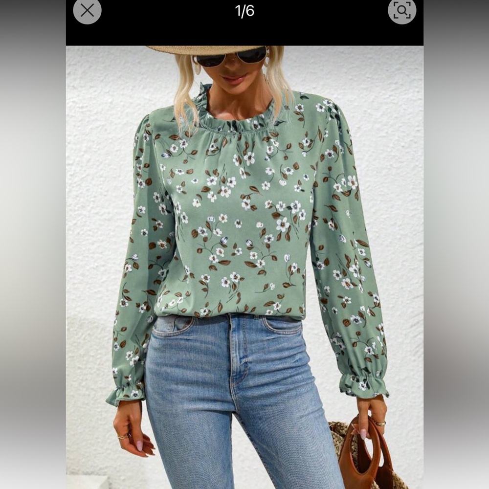 Floral Green Women's Top